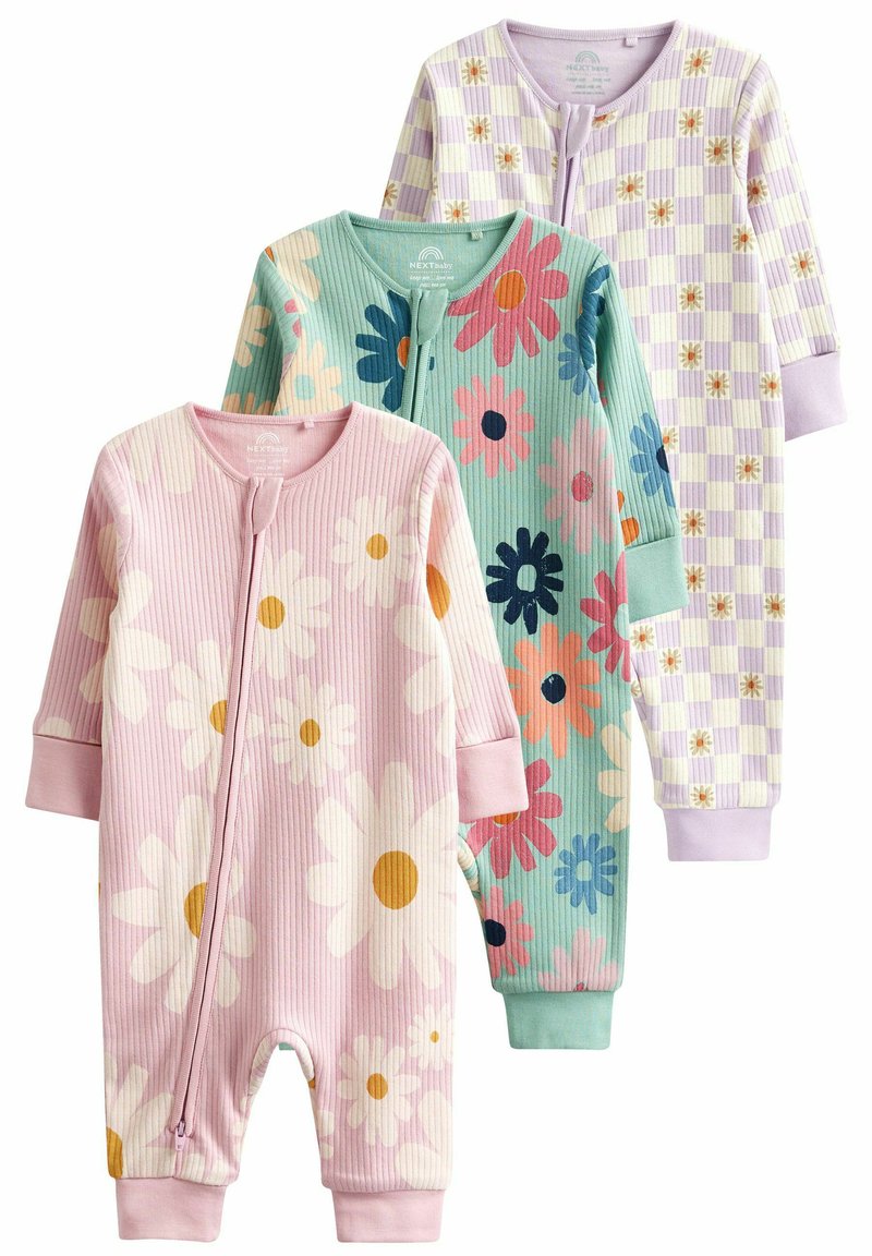NEXT Florale Baumwollstrampler - 3er Set Babybodys