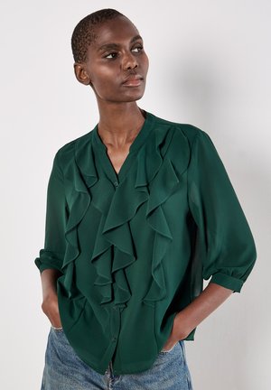 RUFFLE FRONT - Bluse - green