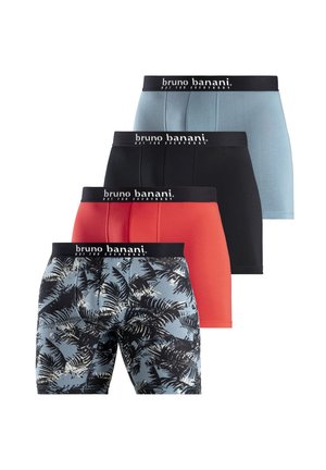 Male torso wearing black boxer briefs with "bruno banani" branded waistband text on a plain light background.