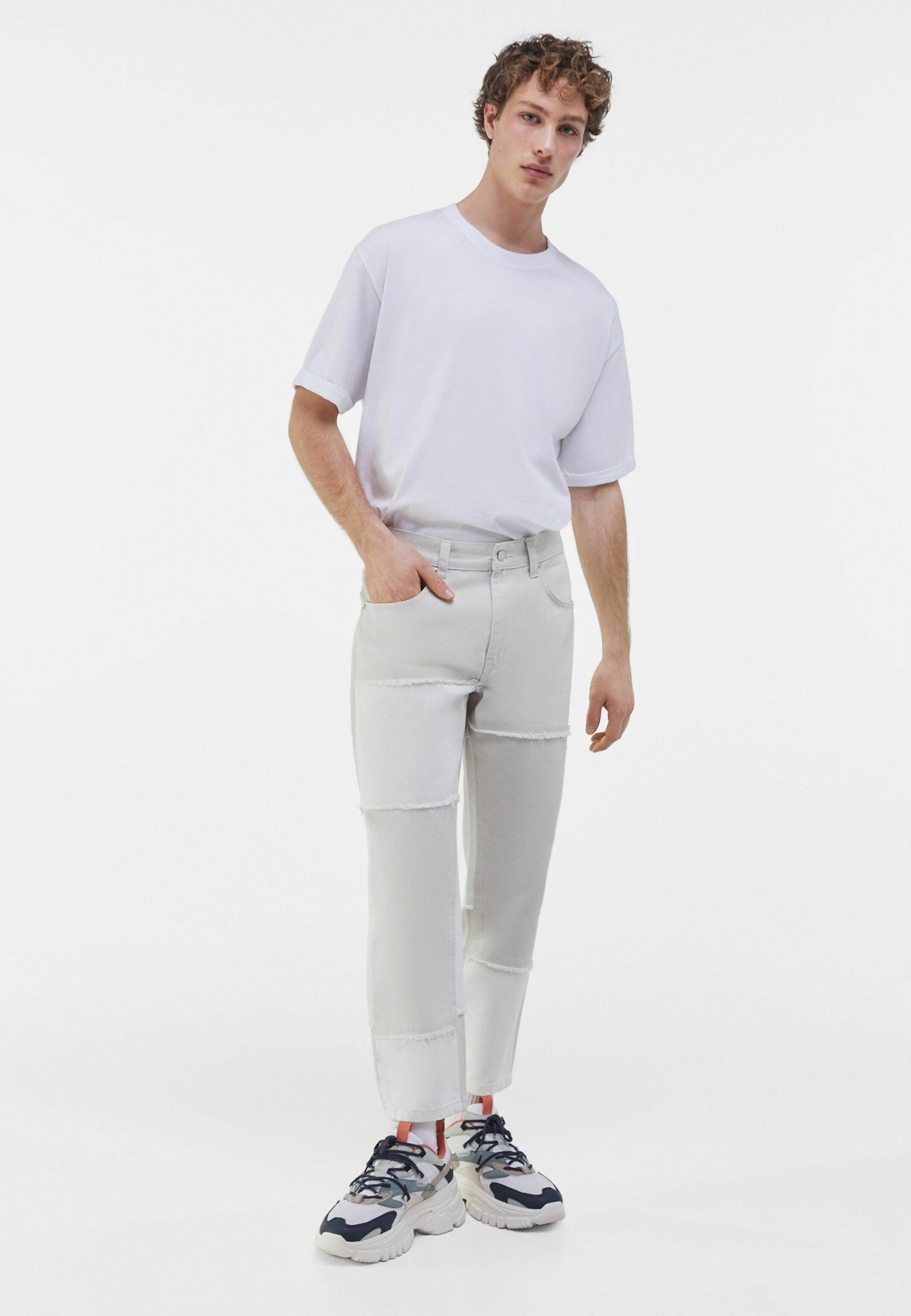 Bershka Straight leg jeans - nude/Nude - Zalando.be