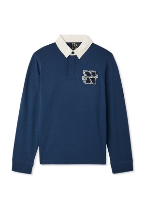 CON COLLETTO A CONTRASTO E PATCH - Polo - blu denim scuro