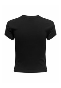 T-shirt nera a maniche corte con scollo rotondo classico, realizzata in cotone liscio, forma aderente e design minimalista.