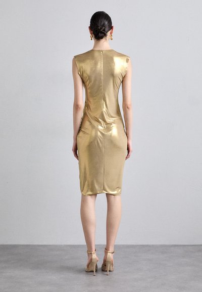 Norma Kamali V NECK SHIRRED FRONT DRESS TO KNEE - Džersio suknelė - gold