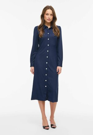 VILA MAXIKLEID VICHANIA LANGARM - Blusenkleid - dark blue denim
