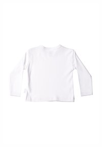 Weißes Langarmhemd aus weicher Baumwolle, mit Rundhalsausschnitt und schlichtem Design ohne Muster oder Verzierungen.