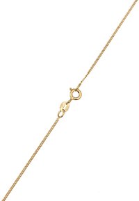 Guld kæderekke med en fin snoet design, der har en rund lås og et lille mærke. Længden er justerbar for en stram pasform.