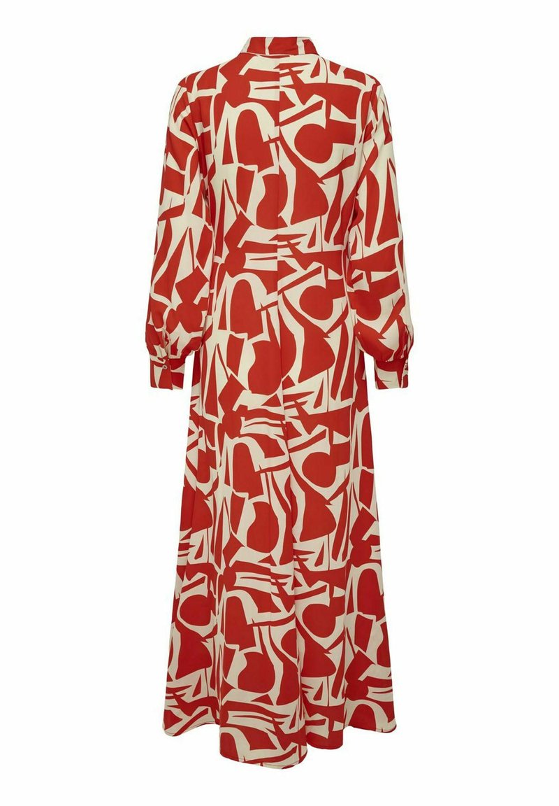 ONLY LOCKER GESCHNITTEN MANDARIN KRAGEN Maxi-jurk flame