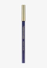 Purple eyeliner pencil with a gold cap. Features a smooth barrel with printed branding in white. Compact, cylindrical design for easy grip.