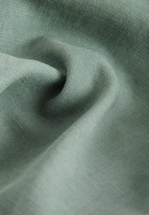 Tela verde clara con una superficie suave y texturizada, que presenta suaves pliegues y arrugas, capturando una apariencia lisa y delicada.