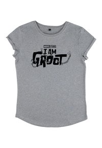 Henry Tiger I AM GROOT GROOT BLACK LOGO - Triko s potiskem - melange grey