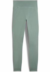 Kompressionsleggings i en dämpad grön färg. Tillverkade av ett mjukt, lätt material. Har en hög midja och plana sömmar.