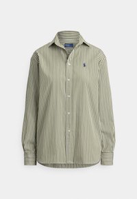 RELAXED FIT STRIPED COTTON SHIRT - Blusa com botões - olive/white
