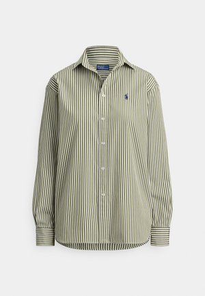 RELAXED FIT STRIPED COTTON SHIRT - Cămașă - olive/white