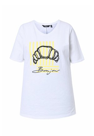 Ulla Popken, T-SHIRT, CROISSANT, OVERSIZED, RUNDHALS, HALBARM - Camiseta estampada - snow white