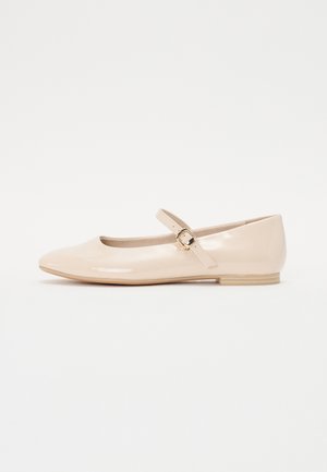 Ankle strap ballet pumps - ivory patent
