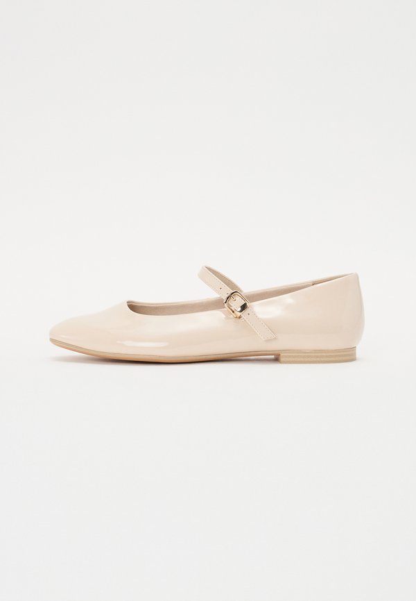 Ankle strap ballet pumps - ivory patent