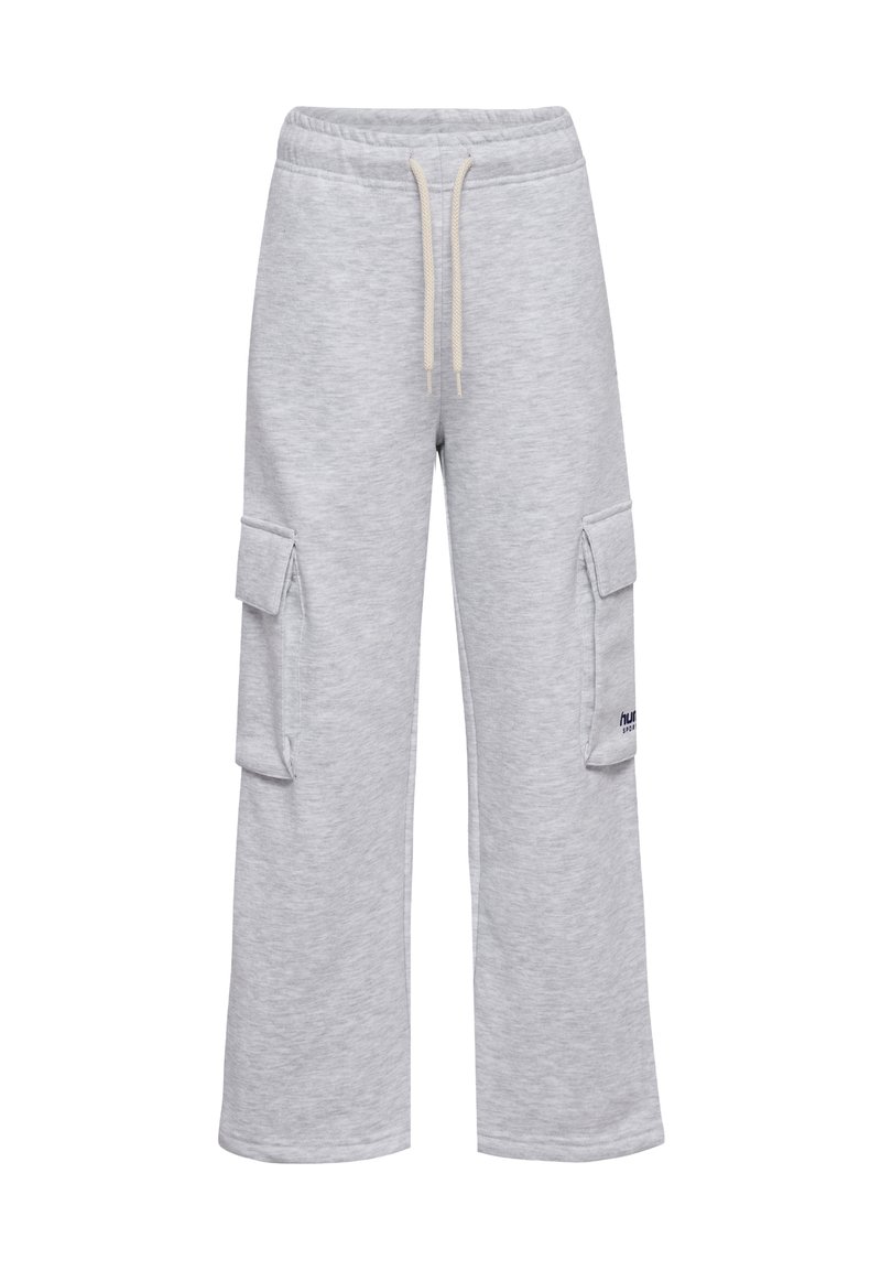 Grijze sweatpants van katoenmix, met een koord in de taille, twee zij-cargo pockets en een klein logo op het been.