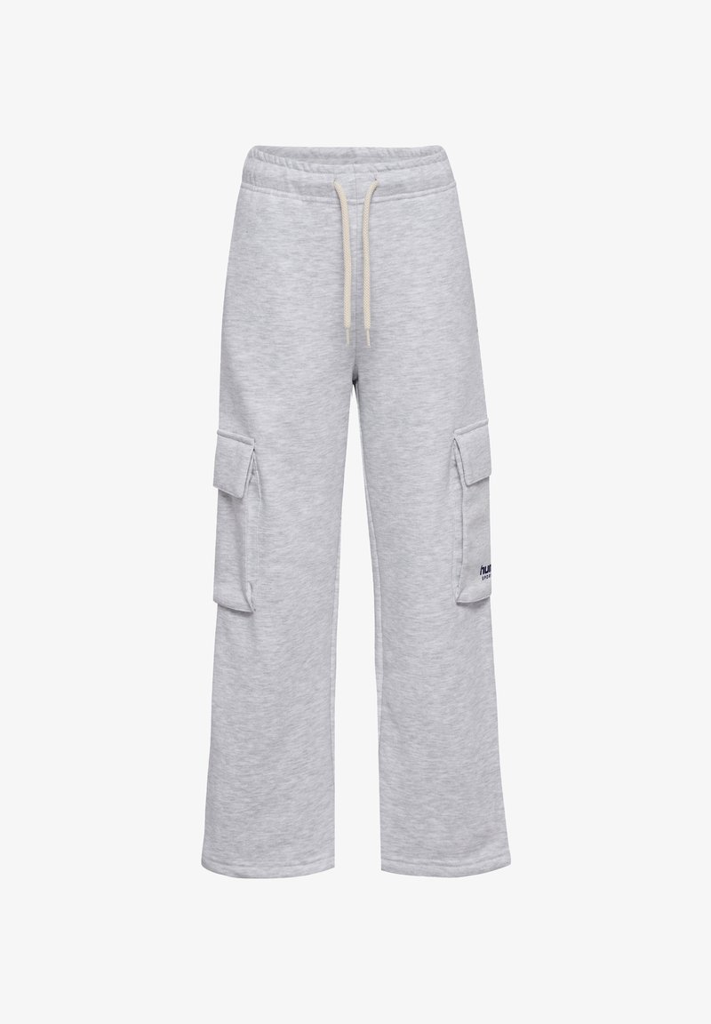 Grijze sweatpants van katoenmix, met een koord in de taille, twee zij-cargo pockets en een klein logo op het been.