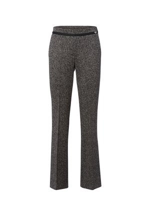 Grau karierte Hose mit einem taillierten Bund und leicht ausgestelltem Bein, gefertigt aus gewebtem Stoff für eine strukturierte Optik.