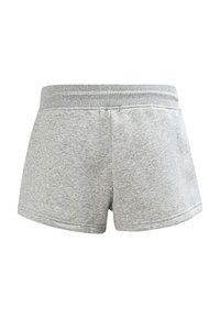 Szare szorty z mieszanki bawełny o miękkiej fakturze, z elastycznym pasem i prostym designem, bez kieszeni i dodatkowych akcentów.