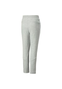 Light grey elastic waist jogger pants with a tapered fit and subtle seam details shown from the back.