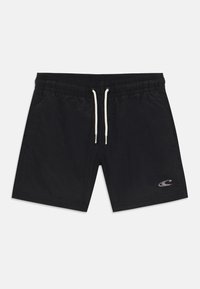 Sorte badetights med elastisk livbelte, beige snor, sidelommer og en liten logo på venstre ben. Glatt, lett stoff.