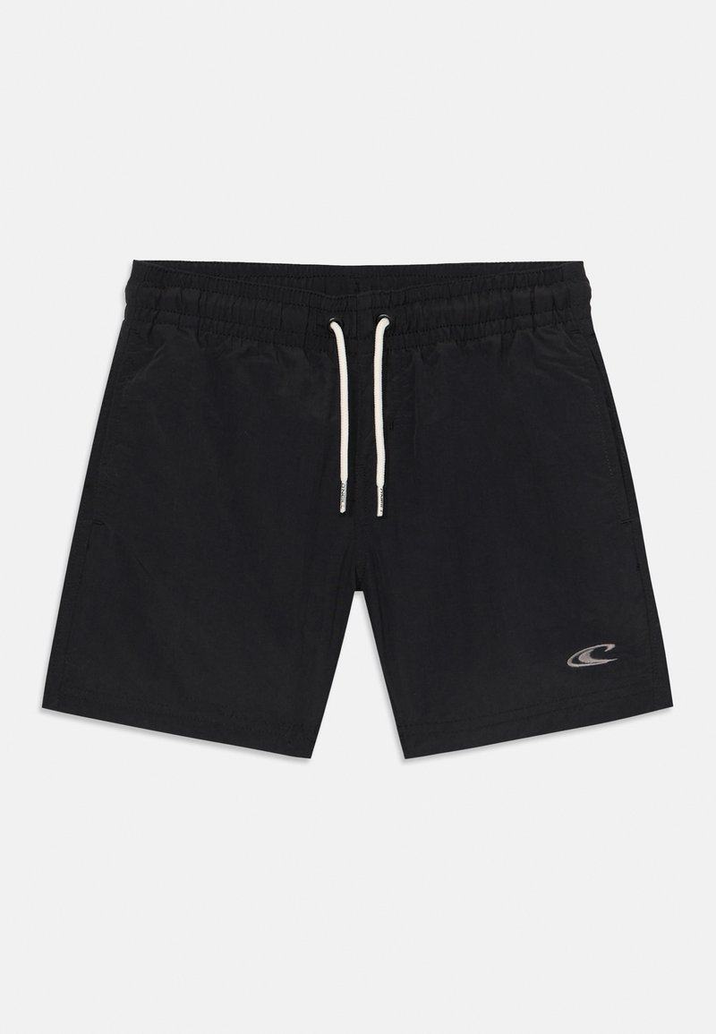 Sorte badetights med elastisk livbelte, beige snor, sidelommer og en liten logo på venstre ben. Glatt, lett stoff.