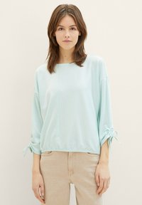 TOM TAILOR DENIM STRUCTURED STRIPE - Langarmshirt - small mint white stripe