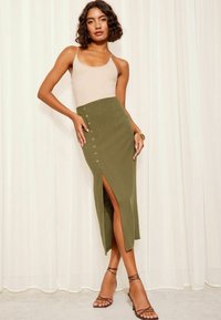 Friends Like These BUTTON DETAIL - Puzdrová sukňa - khaki green