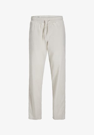 Εκρού παντελόνι με άνετη εφαρμογή, ελαστική μέση και κορδόνι, ίσιο πόδι και πλαϊνές τσέπες, casual στυλ.