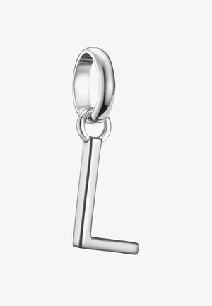 Anhänger aus Silber in Form des Buchstabens "L", befestigt an einer runden Öse, mit einer eleganten und polierten Oberfläche.