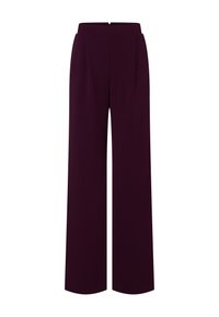 Wijde broek in diep pruim, met een zachte textuur, hoge tailleband en subtiele plooien aan de voorkant voor een eigentijdse uitstraling.