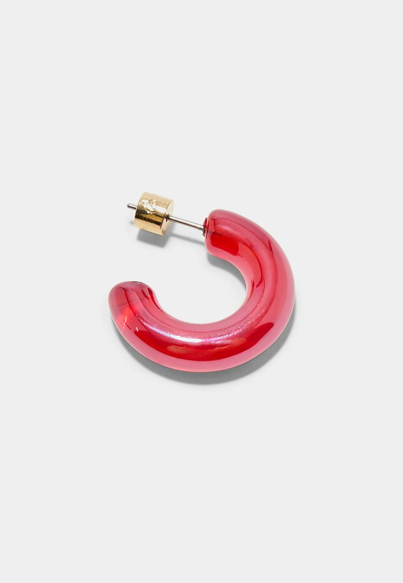 Orecchini A Girocollo Con Lucertola E Strass: Bijoux Donna Oro E Rosso 5x2.4 Cm