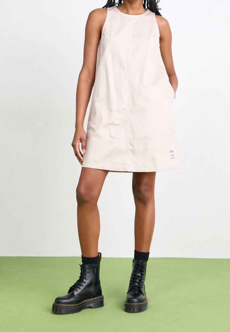 beige adidas dress essentials midi dress washed women's beige