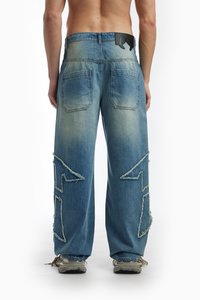 FAVELA FABRIC PATCH - Laisvi džinsai - blue washed