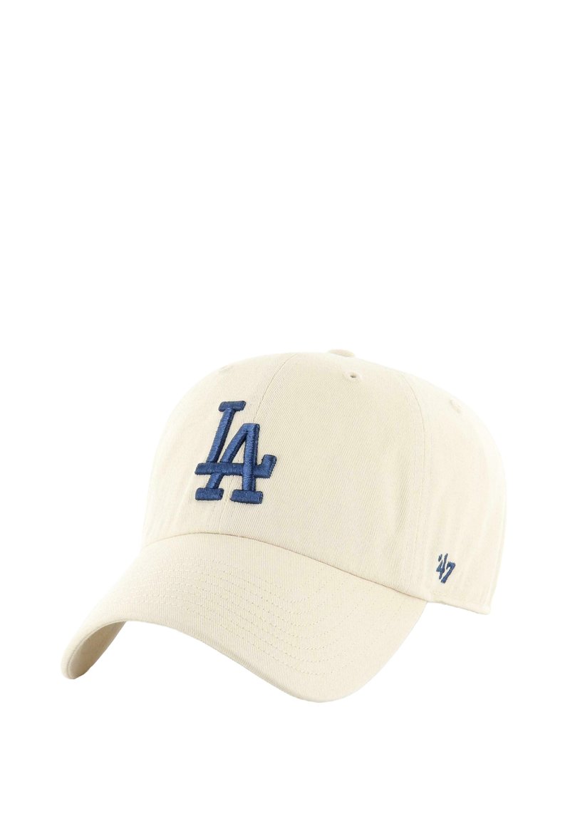 Beige baseball cap with blue "LA" logo embroidered on the front and a small "'47" logo on the side.