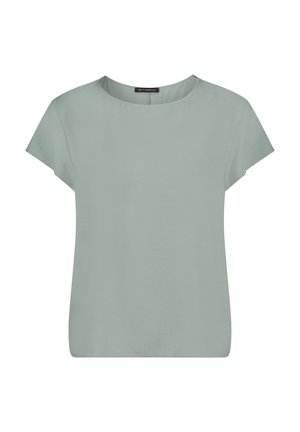 Lichtgroene blouse met korte mouwen, ronde halslijn en het label "Betty Barclay" aan de binnenkant van de rugkraag.