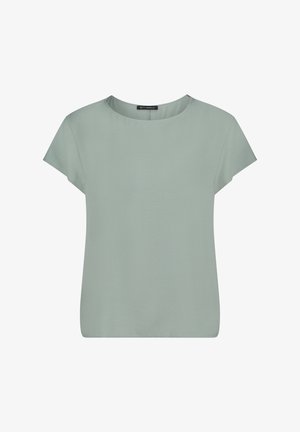 Lichtgroene blouse met korte mouwen, ronde halslijn en het label "Betty Barclay" aan de binnenkant van de rugkraag.
