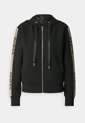 Guess HOOD STUDS LOGO - Sudadera con cremallera - jet black