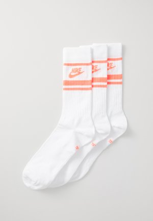 EVERYDAY ESSENTIAL CREW STRIPES UNISEX 3 PACK - Zeķes - white/hot punch