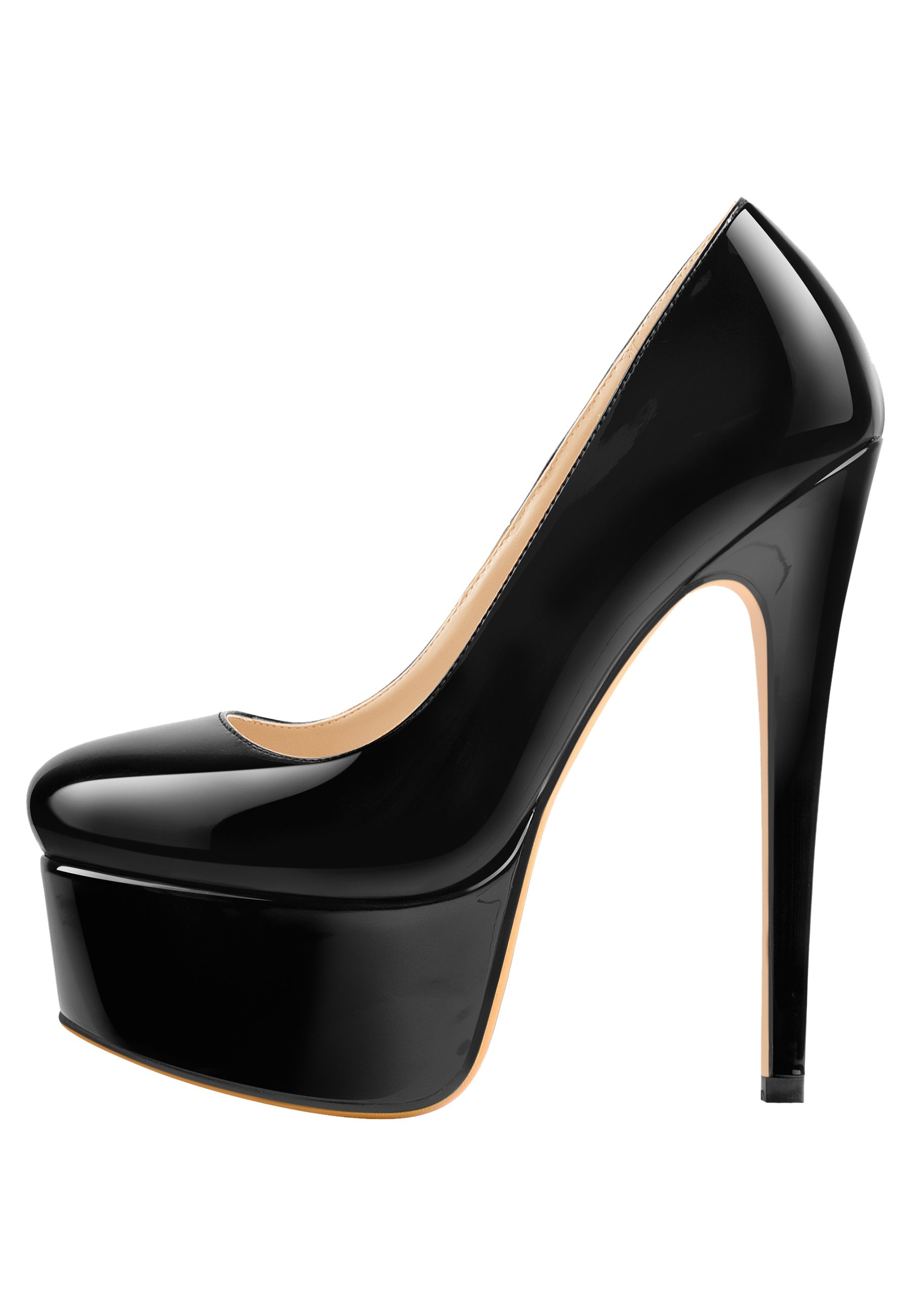 round toe high heel pumps