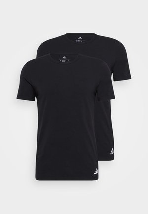 Svarte bomull t-skjorter med korte ermer, rund halsdesign, med en liten hvit logo på den nedre venstre kanten. To-pakning sett.