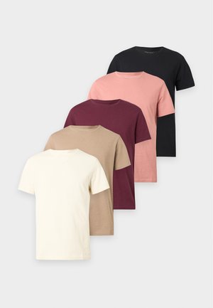 Pier One, 5 PACK - Osnovna majica kratkih rukava - white/beige/bordeaux
