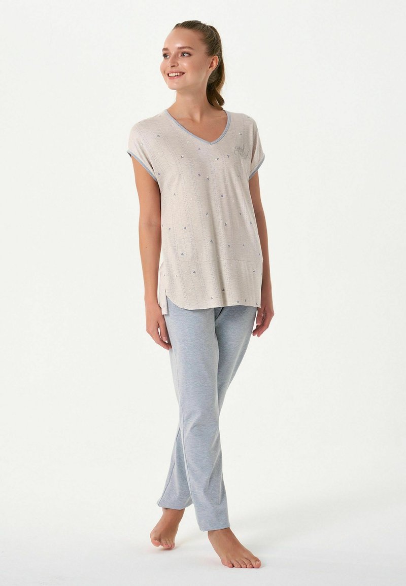 Damen Nachthemden | Achelia FEYZA Nachtwäsche Set blue, taupe/blau - LV30764 Damen Nachthemden | Achelia FEYZA Nachtwäsche Set blue, taupe/blau - LV30764