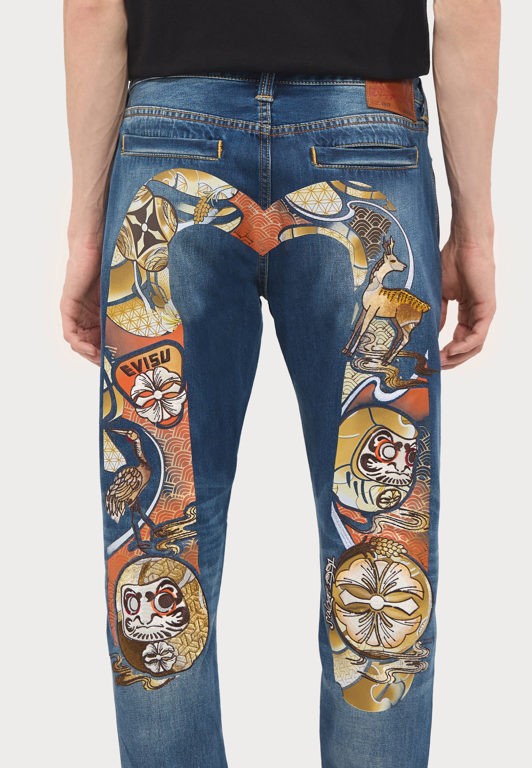Evisu HANAFUDA DARUMA DAICOCK - Jeansy Zwężane/niebieski