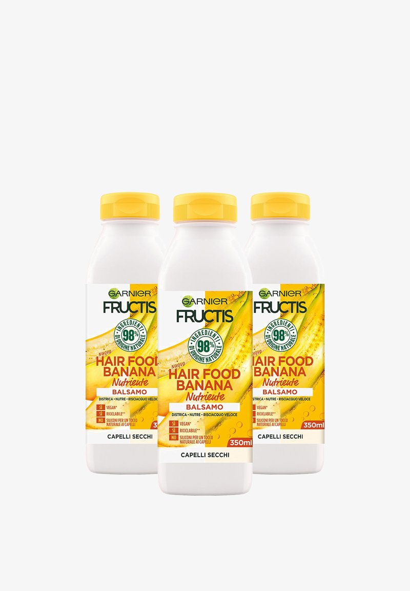 Garnier - BALSAMO NUTRIENTE FRUCTIS HAIR FOOD, BALSAMO NUTRIENTE ALLA BANANA PER CAPELLI SECCHI, 350 ML - 3 PACK - Balsamo, Ingrandire