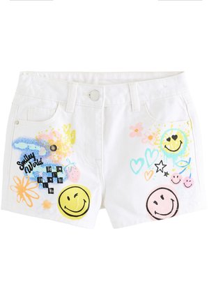 Next REGULAR FIT SMILEYWORLD GRAFFITI - Kratke hlače od trapera - chalk white denim