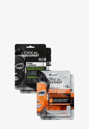 L'Oréal Men Expert SHEET MASK 4-PACK HYDRA ENERGY & PURE CARBON REFRESHING AGAINST IMPURITIES - Maschera in tessuto