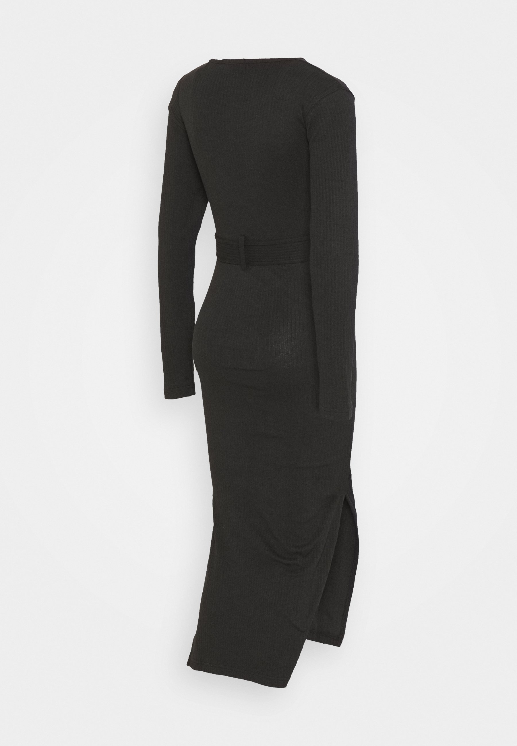 black split midi dress