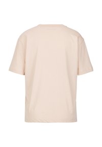 Helles rosa, kurzärmliges T-Shirt aus weicher Baumwolle, mit lässigem Schnitt und einem einfachen, schlichten Design ohne sichtbare Muster oder Akzente.